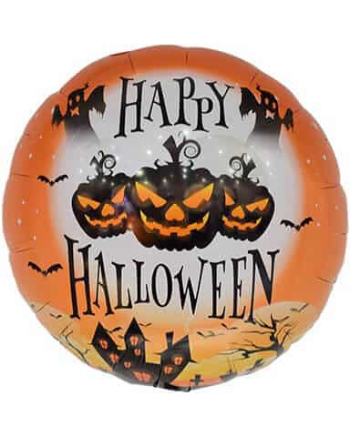 21830_Шар_(18_46_см)_Круг_Хэллоуин_Страшные_тыквы_Оранжевый_1_шт Круг Хэллоуин Страшные тыквы Оранжевый — изображение 1